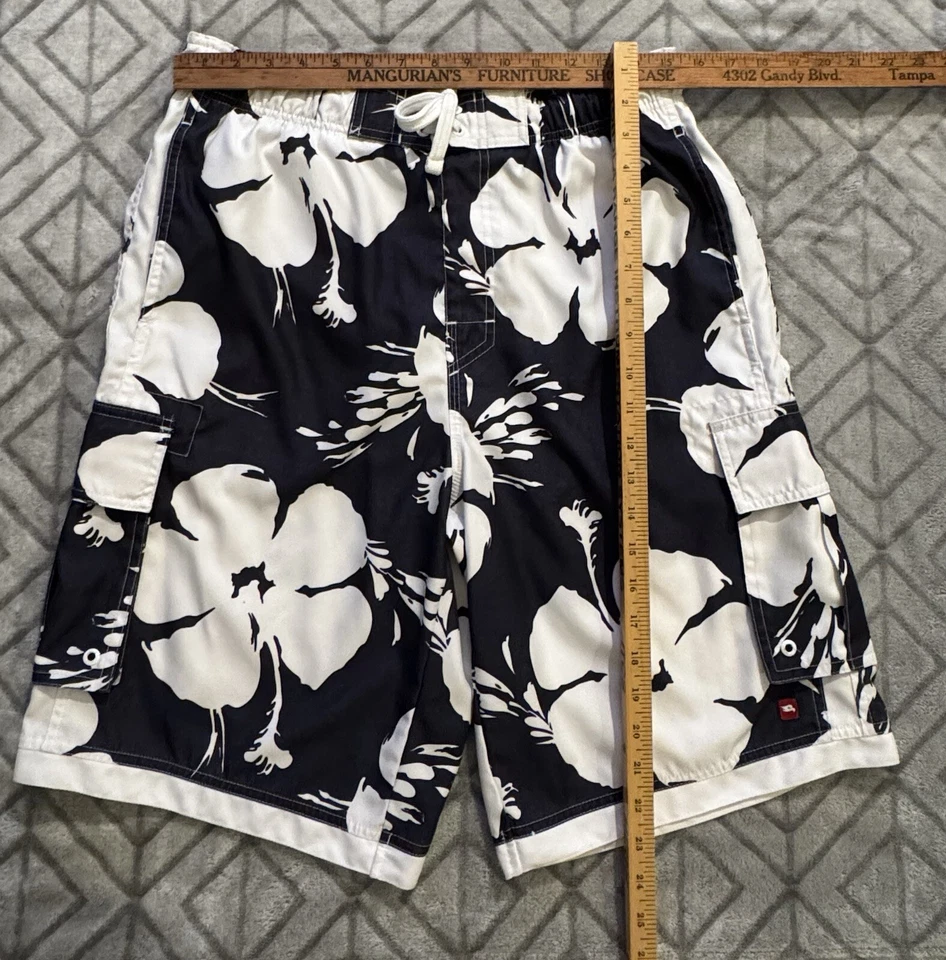 Tony Hawk Med Board Shorts Bañador Azul Marino y Blanco Floral 15x23 Entrepierna 9.5 Foto 3 de 4