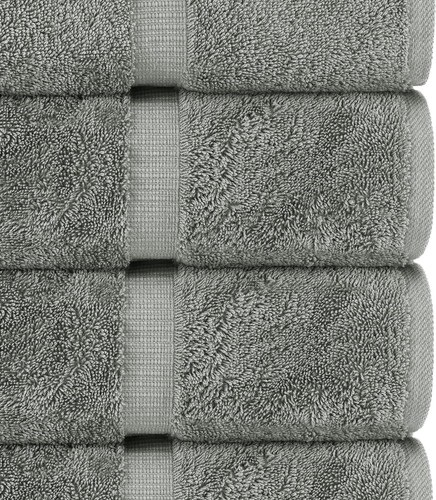 OEKO-TEX Certified 4-Pack Cotton Bath Towels – Spa Quality in Gray - Picture 6 of 8