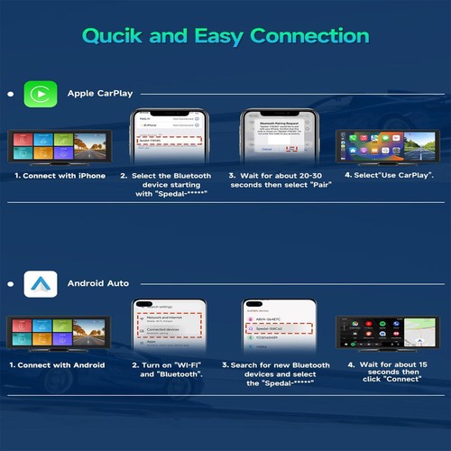 10.26" Touch Screen Wireless Apple Carplay Portable Car Stereo Android Auto - Picture 7 of 12
