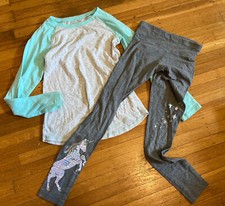 girls lot of 2 Justice Shirt Leggings Size:10 EUC