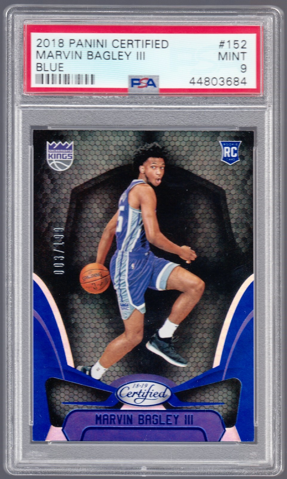 2018-19 Certified Rookie Mirror Blue Parallel Marvin Bagley RC 3/199 PSA 9 Pop 6