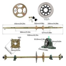 Rear Axle Shaft Assembly Kits Sprocket Brakes Disc Pillow Block for ATV Quad DIY