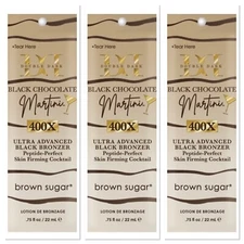 Brown Sugar Double Dark BLACK CHOCOLATE MARTINI Bronzer Tanning Lotion 3 .5 PKTS