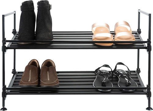 Organize It All 2 Tier Shoe Rack, Dimensions: 25.12 x 11.42 x 17.01, Espresso - Picture 3 of 11