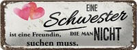 Blechschild Spruch Schwester Ist Eine Freundin Herz 27X10 Cm Schild Tin Sign
