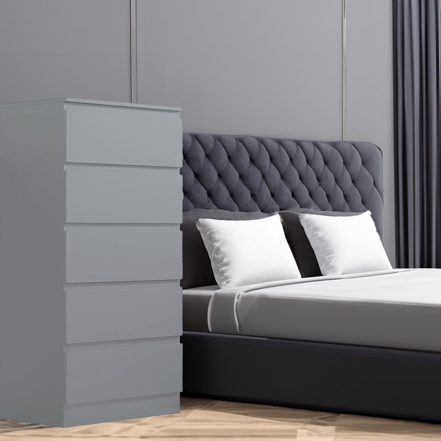 Chest of Drawers 5 Drawer Matt Grey Bedroom Furniture eBay