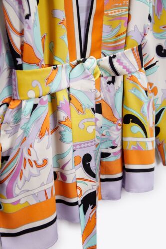 ZARA Lilac Kimono Jacket S M UK 8 10 12 Chest 43". Printed Belted Boho Gorgeous! - Picture 9 of 13
