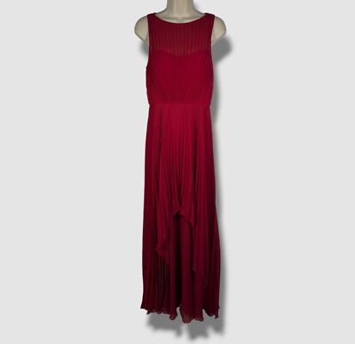 Badgley Mischka Women's Pleated Layered Gown - Ruby - Size 10