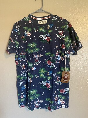 Free Planet - Men's Med T Shirt - Christmas Themed Santa  Aloha/ Hawaiian New￼
