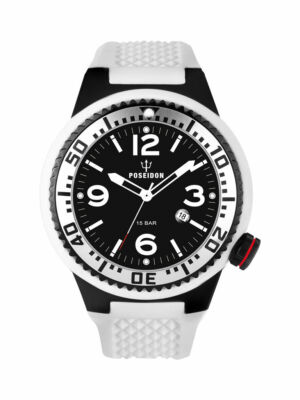 POSEIDON Herren-Armbanduhr XL Black Pro Analog Silikon UP00256 Weiß  