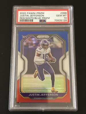 2020 Panini Prizm Justin Jefferson Red White & Blue Prizm RC PSA