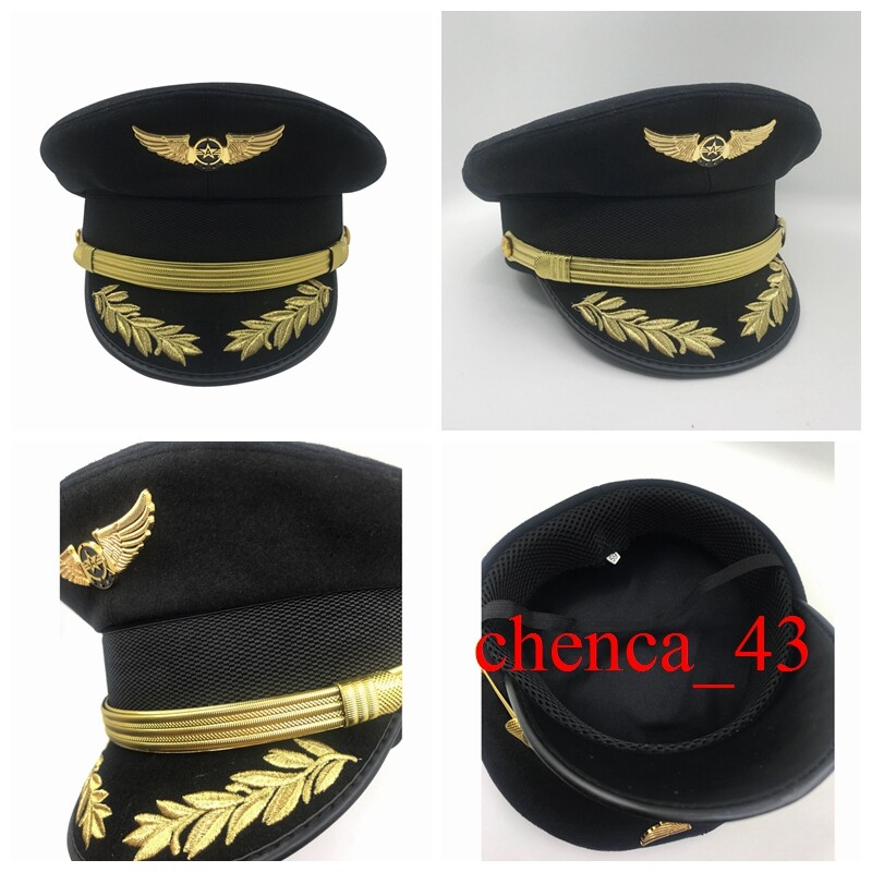 New Pilot Cap Big Brim Hat Airline Captain Uniform Party Military