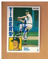 Dan Petry AUTOGRAPHED 1984 O-PEE-CHEE BASEBALL CARD SIGNED DETROIT TIGERS