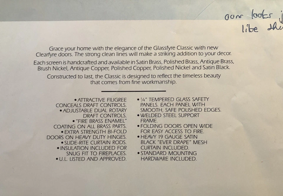 Glassfyre Puertas Clásicas de Vidrio para Chimenea, BiFold 40.5"W x 31"H. SOLO RECOGIDA LOCAL Foto 3 de 4