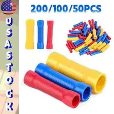 200/100/50PCS 22-10 Gauge AWG Ga Wire Butt Connectors Vinyl Car Radio Terminals