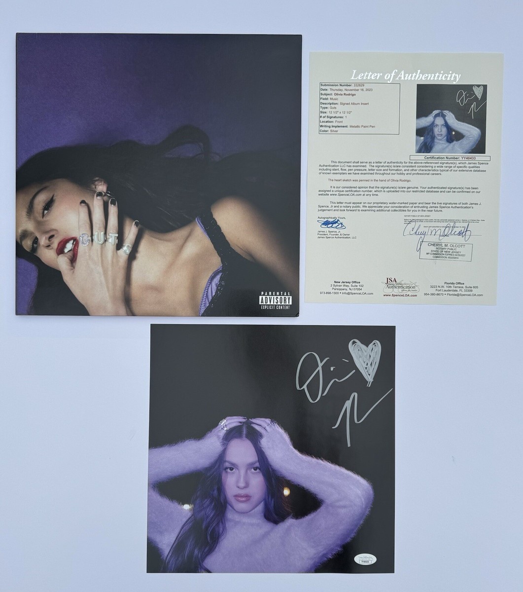 Olivia Rodrigo Signed Guts Vinyl Insert JSA LOA With Hand Drawn