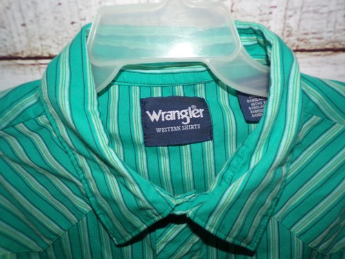 VTG 90s Wrangler Mens Green Striped Pearl Snap Western Shirt Size 2XT - Picture 3 of 7