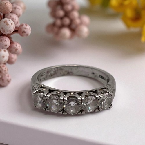 Vintage ATI 5 Zirkonia Halb Ewigkeit 925 Sterling Silber Bandring, 7,25