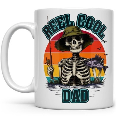Reel Cool Dad Mug, Coffee Mug 11oz 15oz, Skeleton Cup, Gift for Dad