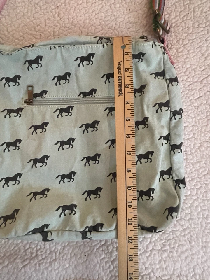 Bolso de hombro ecuestre Miss Lulu verde aguamarina caballos Foto 4 de 4