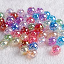 Acrylic Round Beads Iridescent AB Color 6mm 8mm 10mm Mixed Jewelry 100 Pcs