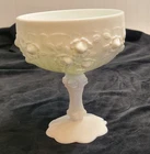 Vintage Fenton Cabbage Rose White milk Glass Footed Compote Candy Dish no lid 6"
