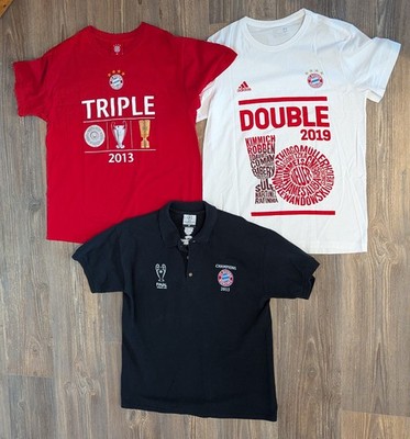 Original FC Bayern München - T-Shirt Poloshirt Größe M - Triple 2013 Double 2019