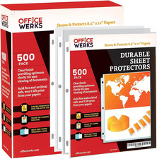 Officewerks Clear Sheet Protectors 8.5X11 for 3 Ring Binder, 35 Micron Plastic S