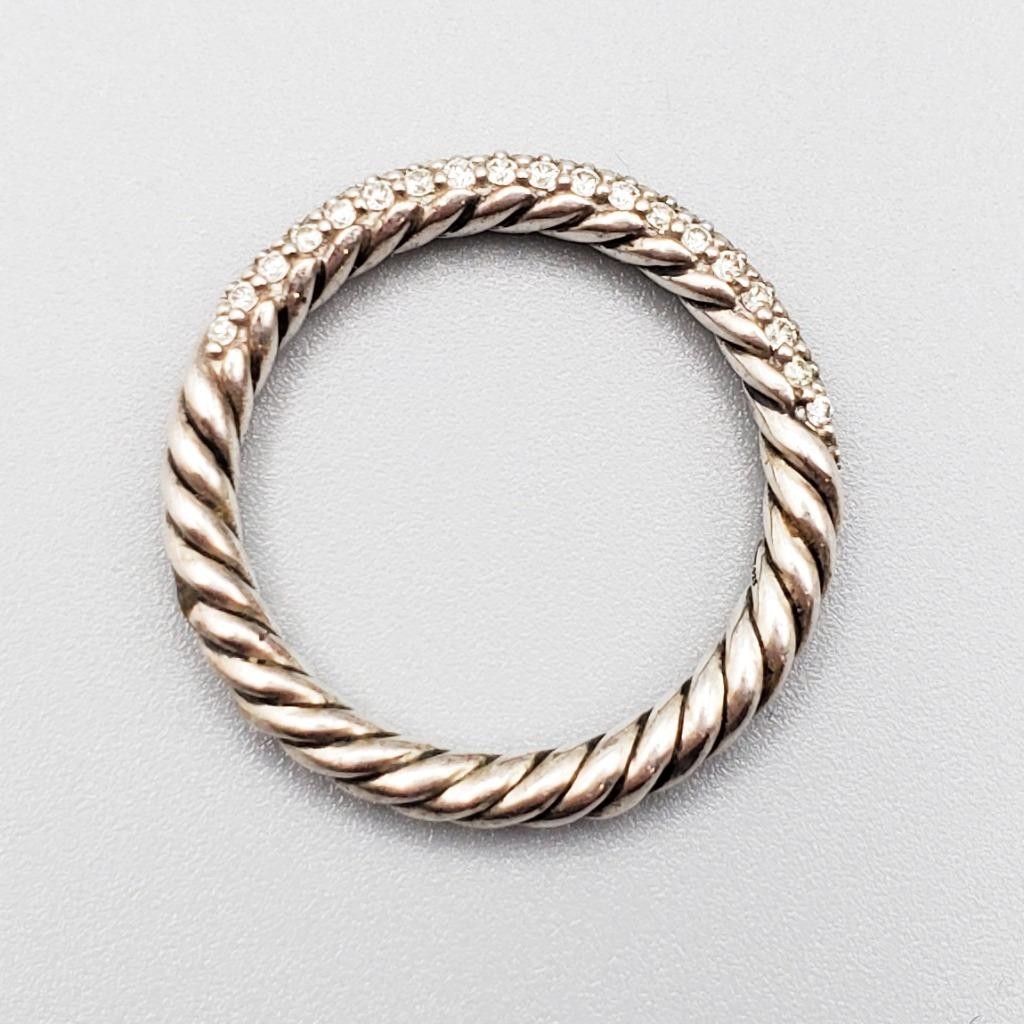 Petite Pavé Stack Ring Sterling Silver Diamond 3m… - image 9