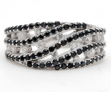 2CT Treated Black Sapphire  Topaz 925 Solid Sterling Silver Ring Sz 9 UB2-3