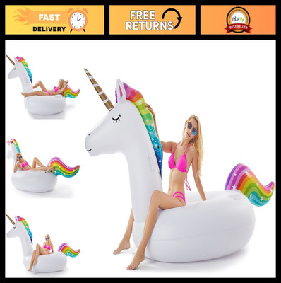 Giant Inflatable Unicorn Pool Float - Ride-On Summer Beach Raft for Kids & Adult