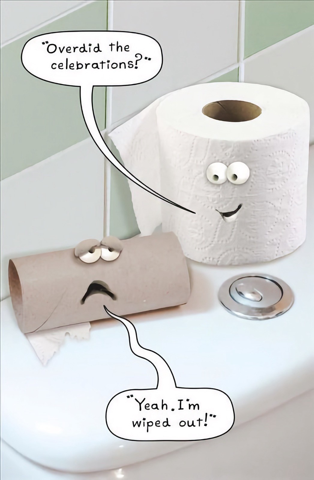 Funny Birthday Card Toilet Roll I'm Wiped Out Joke Humour Open Male Female