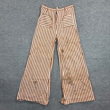 Vintage 60s 70s Coffee Striped Bell Bottoms High Waisted Flare Pants 30x30