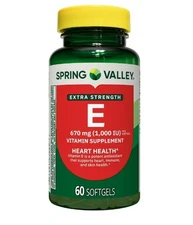Spring Valley Extra Strength Vitamin E D-Alpha Softgels 670 mg (1,000 IU) 60 Ct.