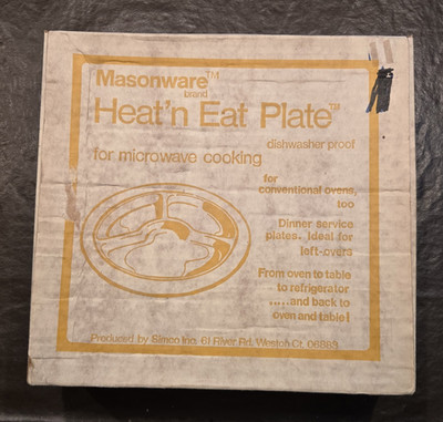 Masonware Heat'n Eat Divided Ceramic Microwave Plate, White, 9 in