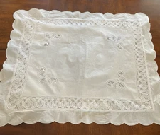Battenburg Lace Pillow Sham Standard (1) White Scalloped Cottage Shabby Chic