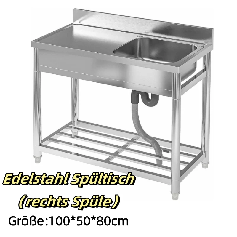 Küchenspüle Spülbecken Edelstahl Spüle Küche Spültisch Waschbecken 100*50*80cm  - Bild 1 von 4