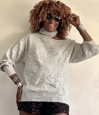 NEU MIT ETIKETT HM GRAU STRICK ROLLKRAGEN CUT AWAY LANGARM PULLOVER BLUSE OBERTEIL GRÖSSE: M