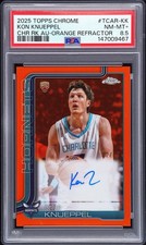 2025-26 TOPPS CHROME KON KNUEPPEL ORANGE REFRACTOR ROOKIE AUTO RC /25 PSA 8.5