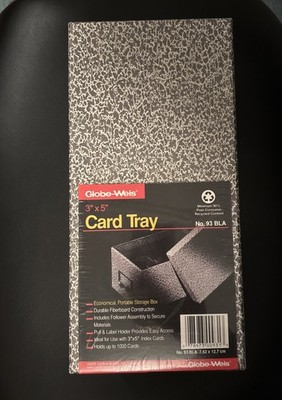 Globe-Weis index card file box Cardinal 93BLA Holds 1,000 3 X 5 cards brand new￼