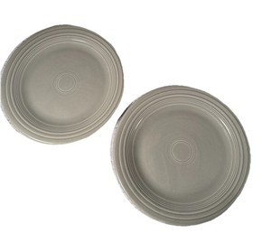 Pair Homer Laughlin Fiesta Pearl Gray Dinner Plates 10” Fiesta Ware USA