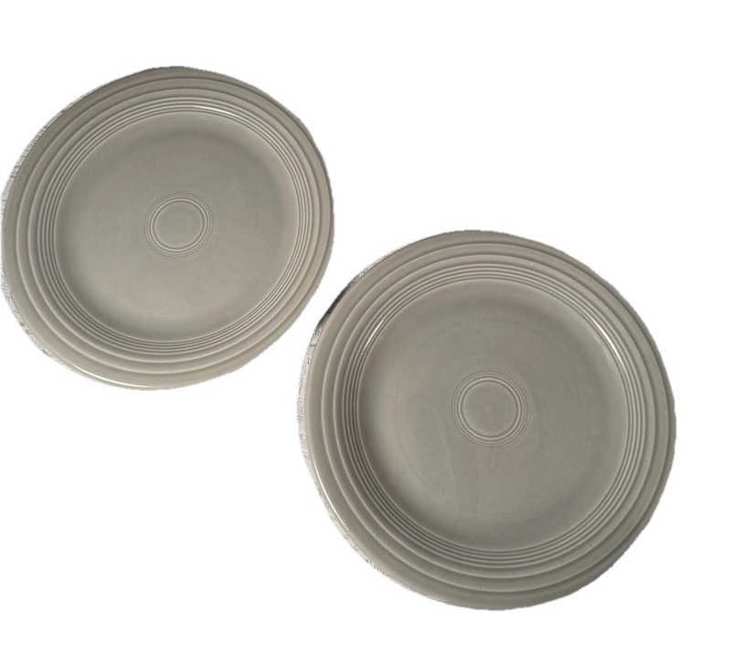 Pair Homer Laughlin Fiesta Pearl Gray Dinner Plates 10” Fiesta Ware USA