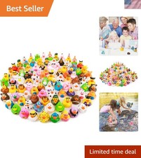 Bulk 100 Mini Rubber Ducks - Colorful Bath Toy Assortment for Celebrations
