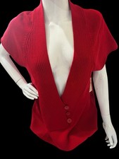 ✨NWT Women’s Coldwater Creek, RedRibbed Short SleeveSweater, Size 6-8 MSRP 49.95