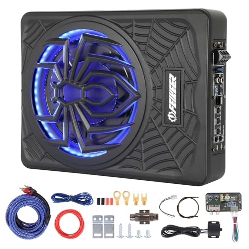 NEW 10" 1200W Subwoofer,RGB Slim Underseat Car Subwoofer and