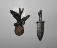 Pewter Knife & Eagle With Indian Head Penny Necklace Pendant Lot ot 2 No Chain