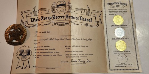 1939 Dick Tracy Secret Service Patrol Mail Away Kit With Badges - Bild 9 von 15