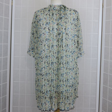 Mango Dress Size XXL Multicoloured Floral High Neck Bow Pleated Chiffon Summer