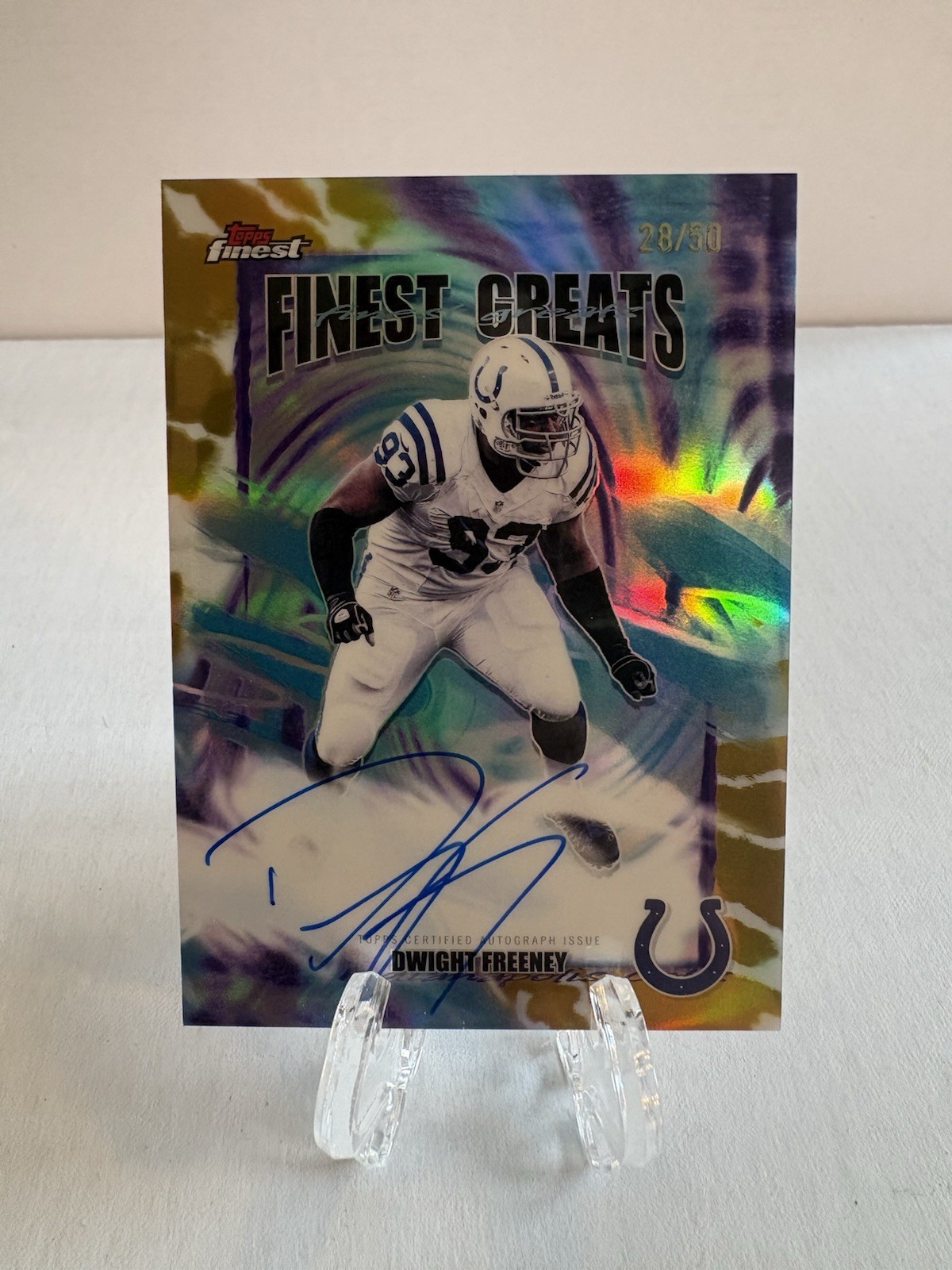 2025 Topps Finest - Dwight Freeney #FGA-DF Gold Refractor Autograph/50