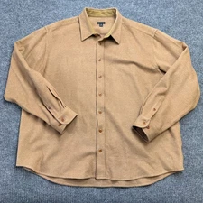J Peterman Shirt Mens 2XL Tan Brown Camel Hair Wool Blend Overshirt Button Up